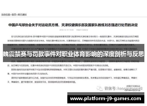 魏震禁赛与罚款事件对职业体育影响的深度剖析与反思 魏震禁赛与罚款事件对职业体育影响的深度剖析与反思